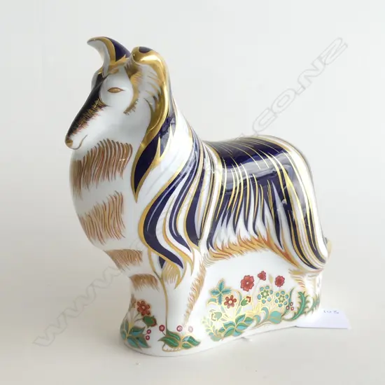 A Royal Crown Derby porcelain paperweight Rough Collie